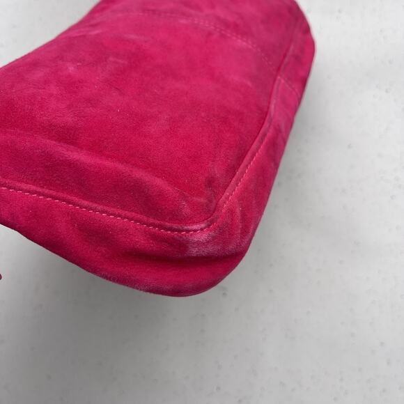 FENDI Mamma Baguette Pink Suede Gold Glitter Flap Shoulder Bag Purse - Picture 8 of 16